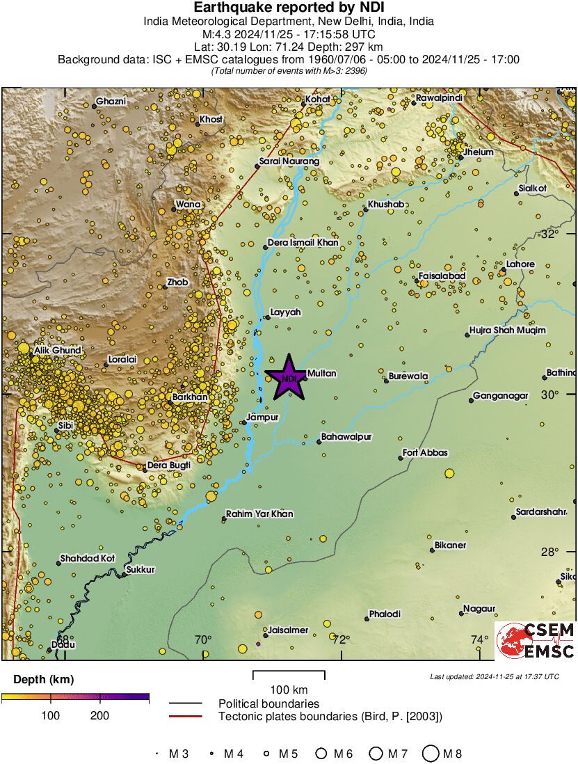 regional depth historical seismicity