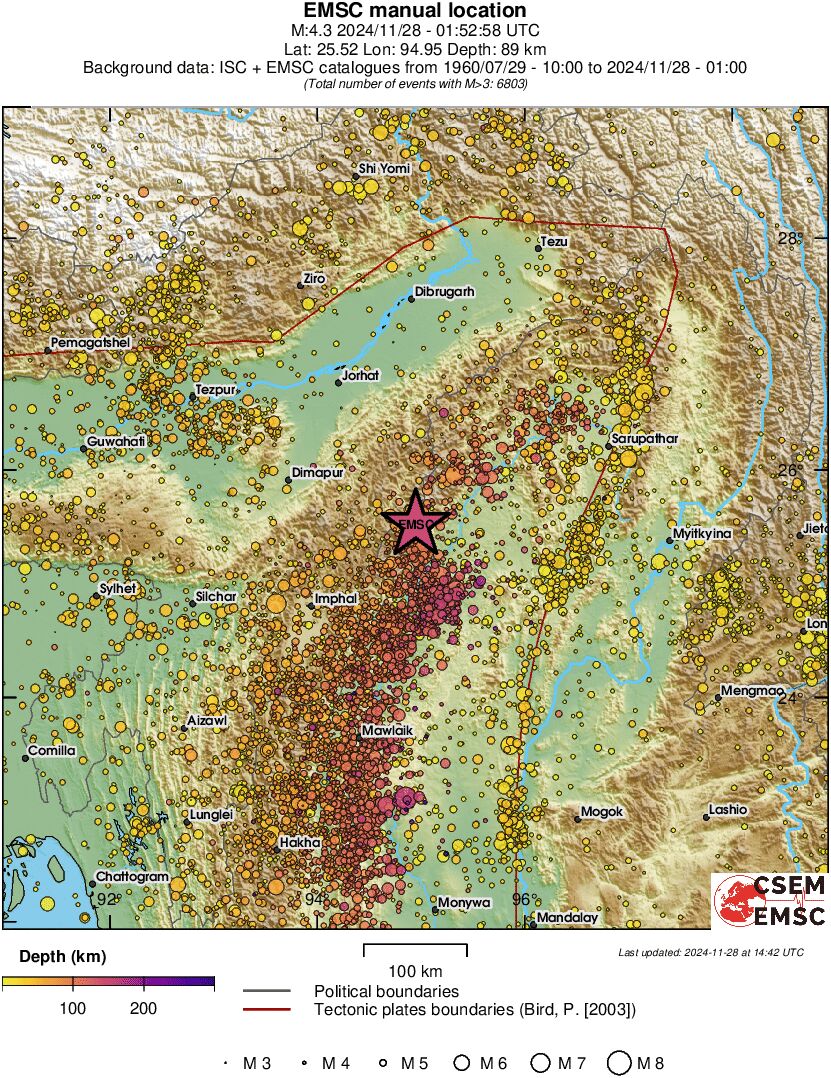 regional depth historical seismicity