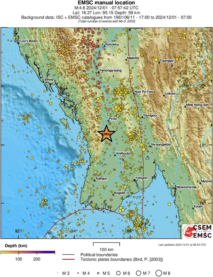 regional depth historical seismicity