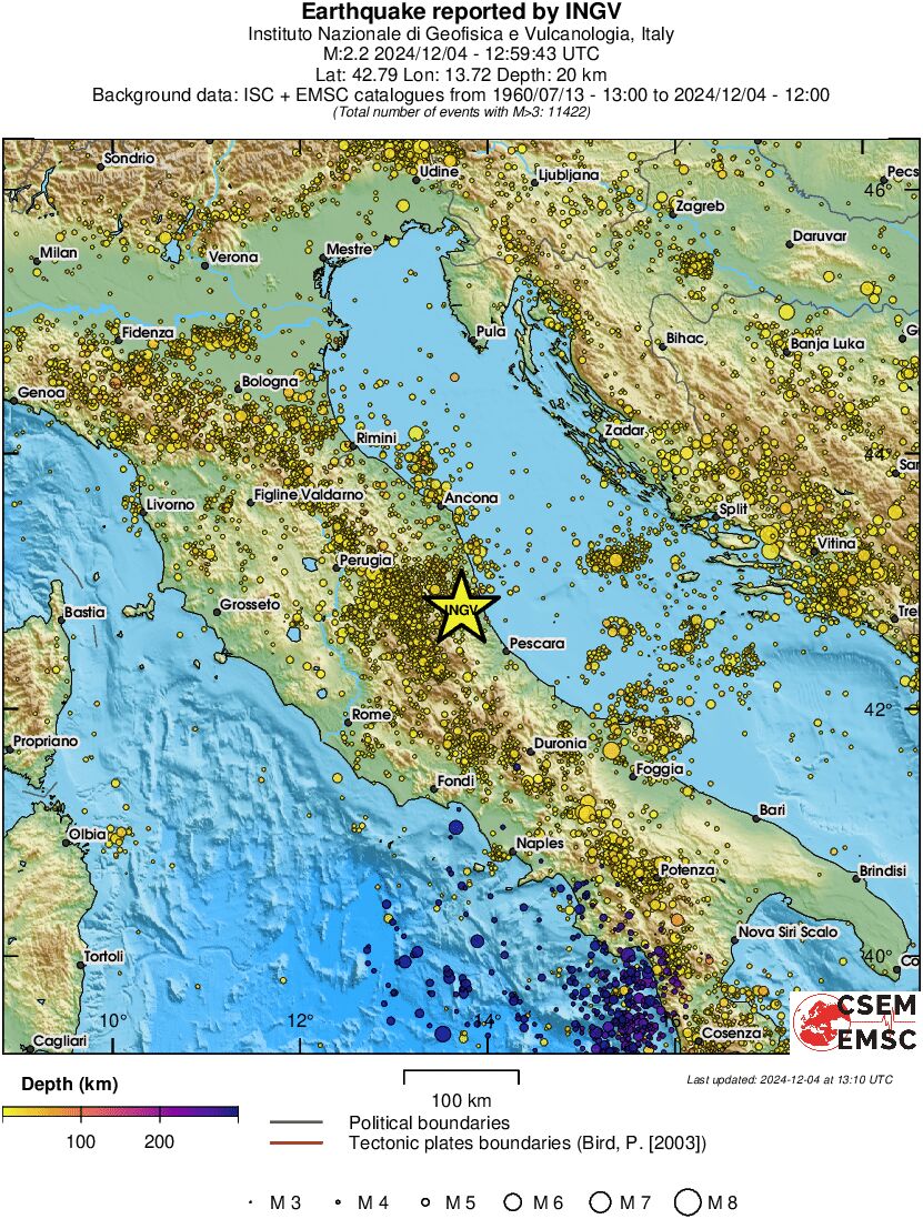 regional depth historical seismicity