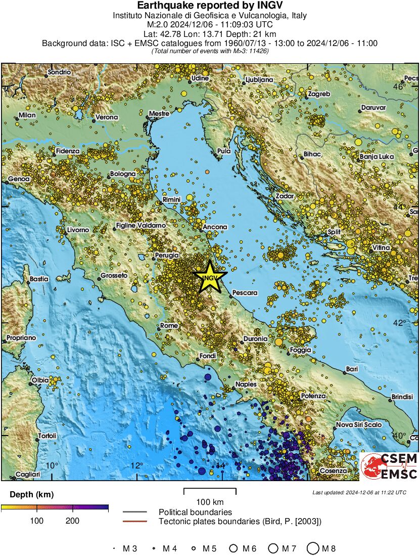 regional depth historical seismicity