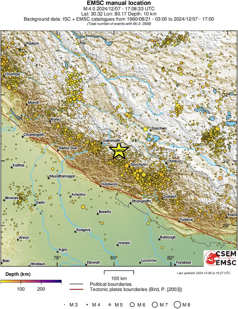 regional depth historical seismicity