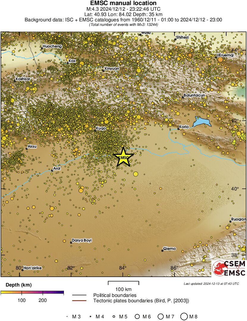 regional depth historical seismicity