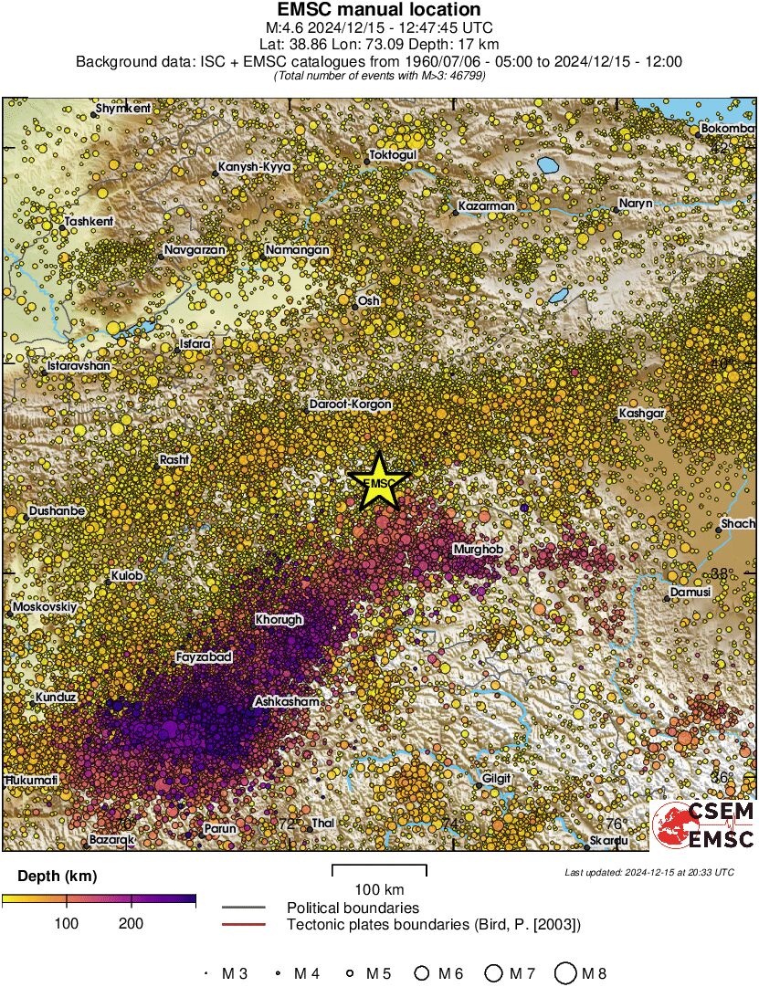 regional depth historical seismicity