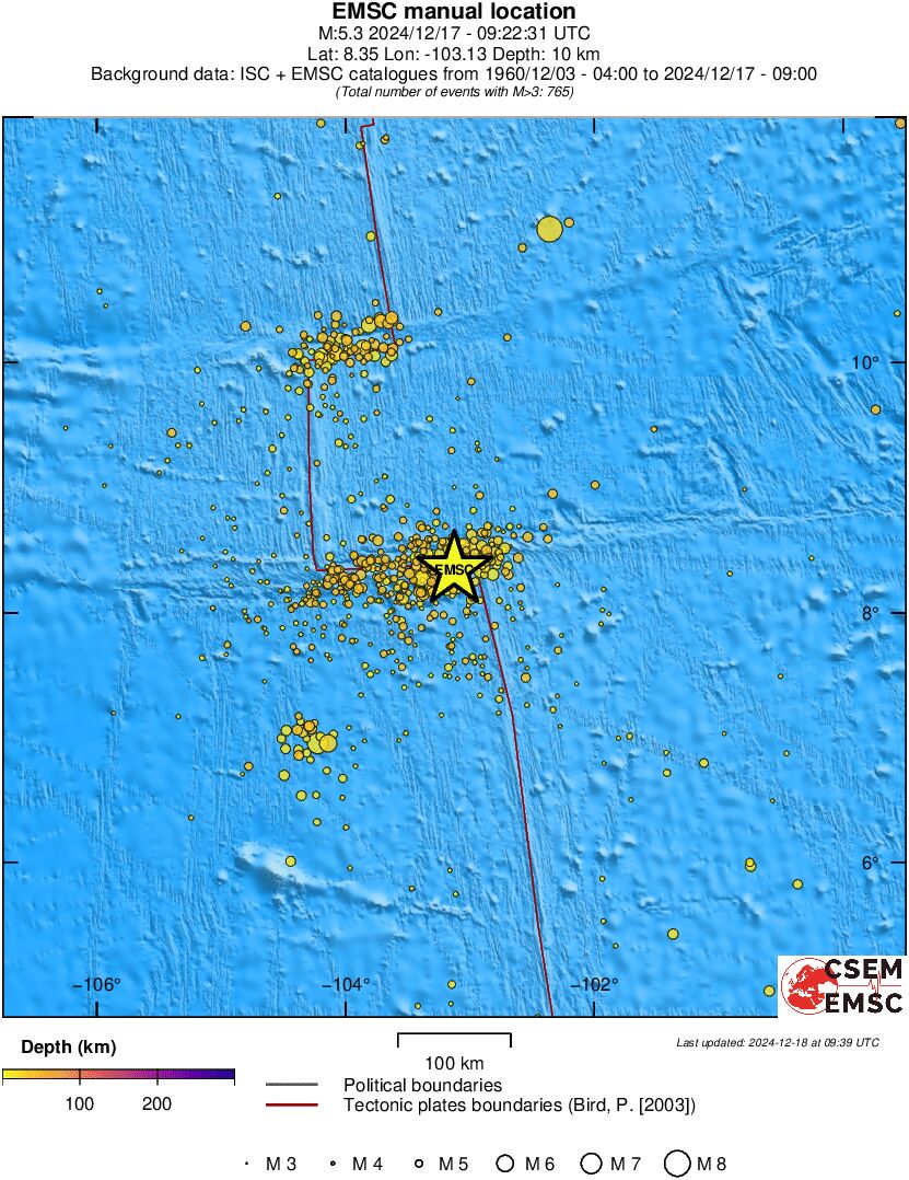 regional depth historical seismicity