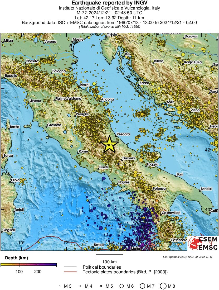 regional depth historical seismicity