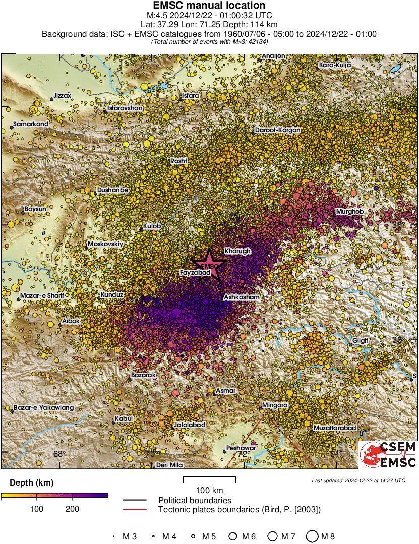 regional depth historical seismicity