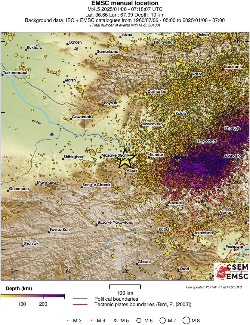 regional depth historical seismicity