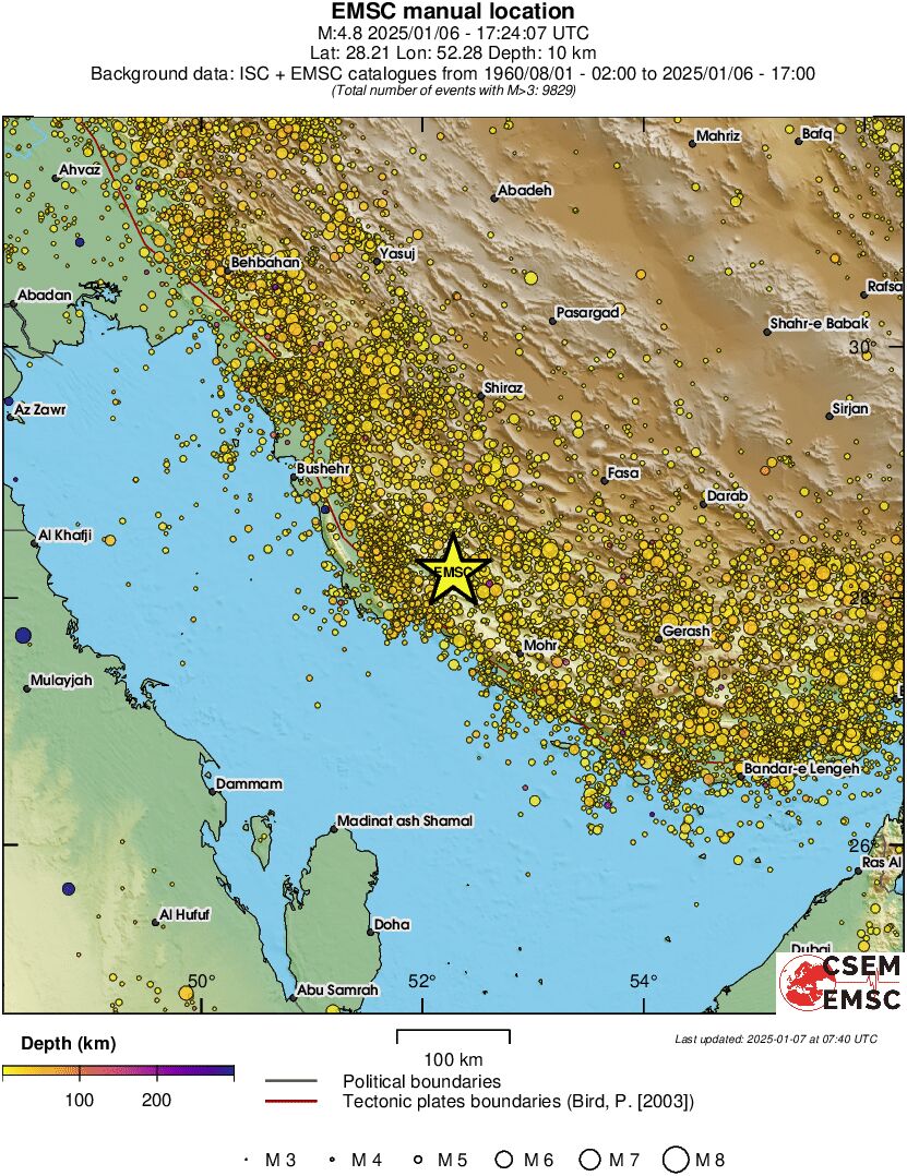 regional depth historical seismicity