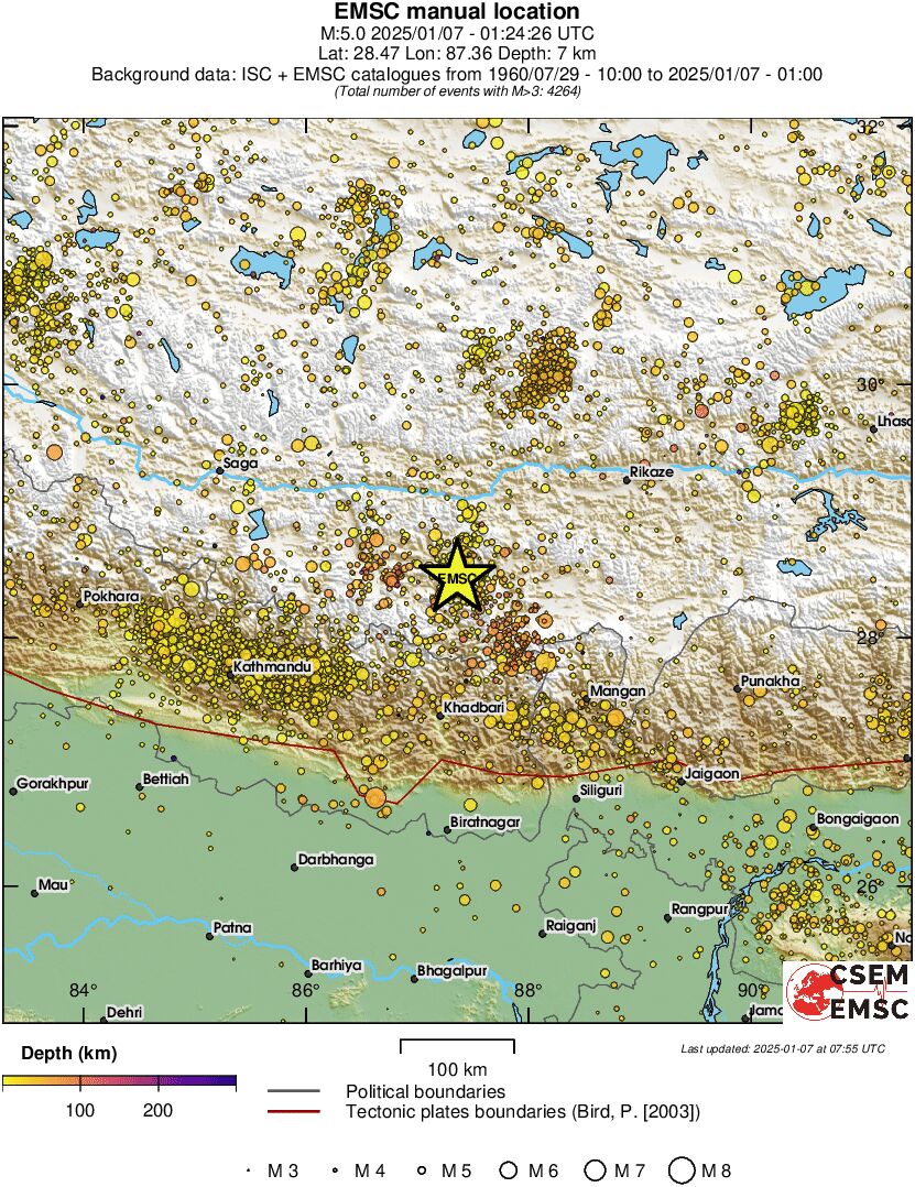 regional depth historical seismicity