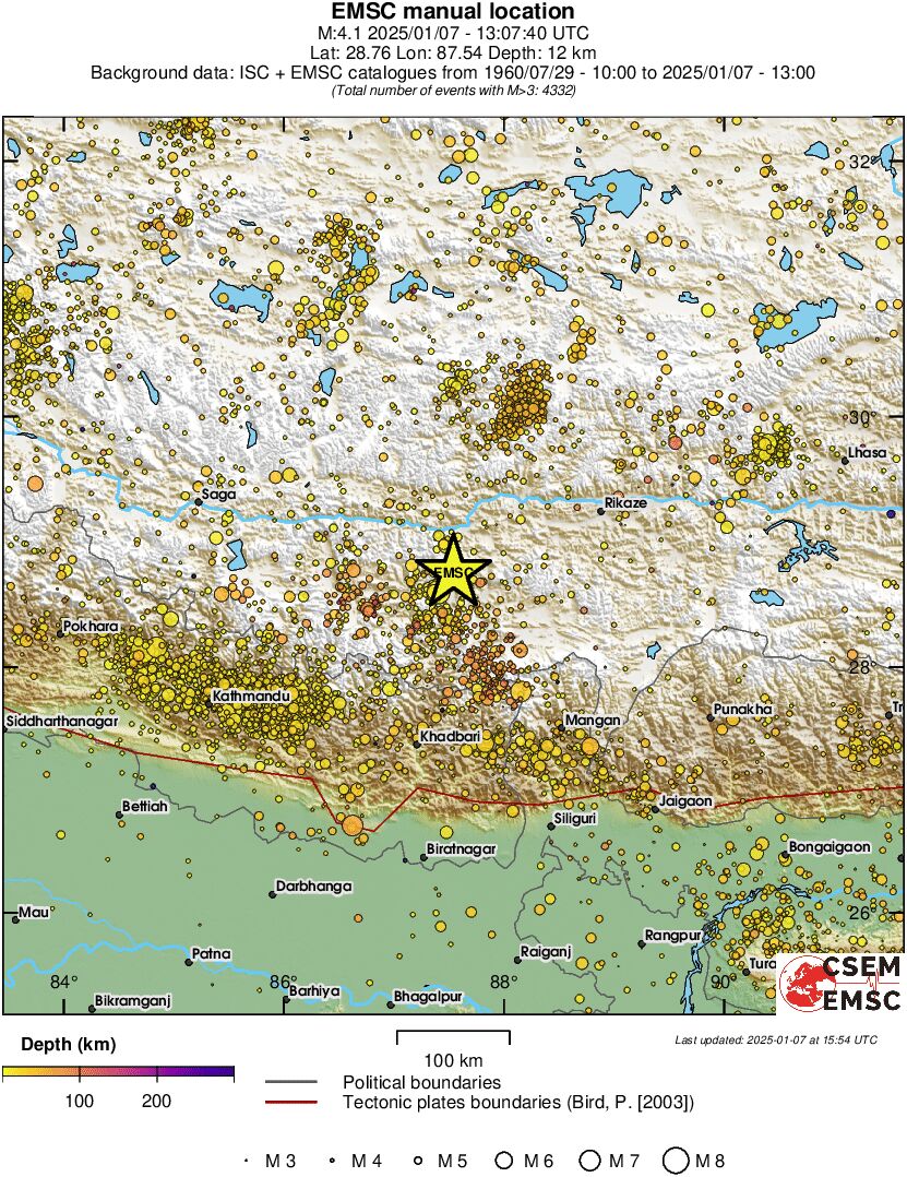 regional depth historical seismicity