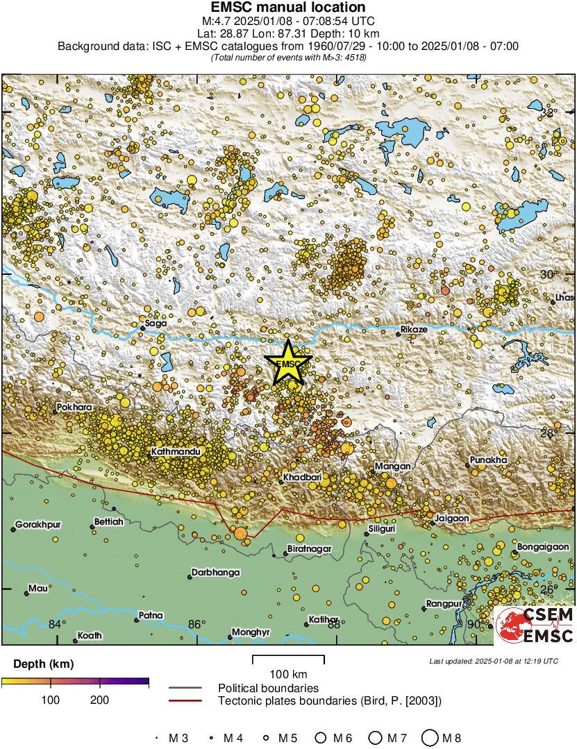 regional depth historical seismicity