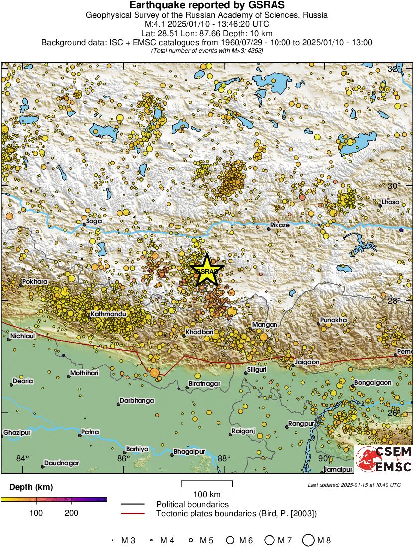 regional depth historical seismicity