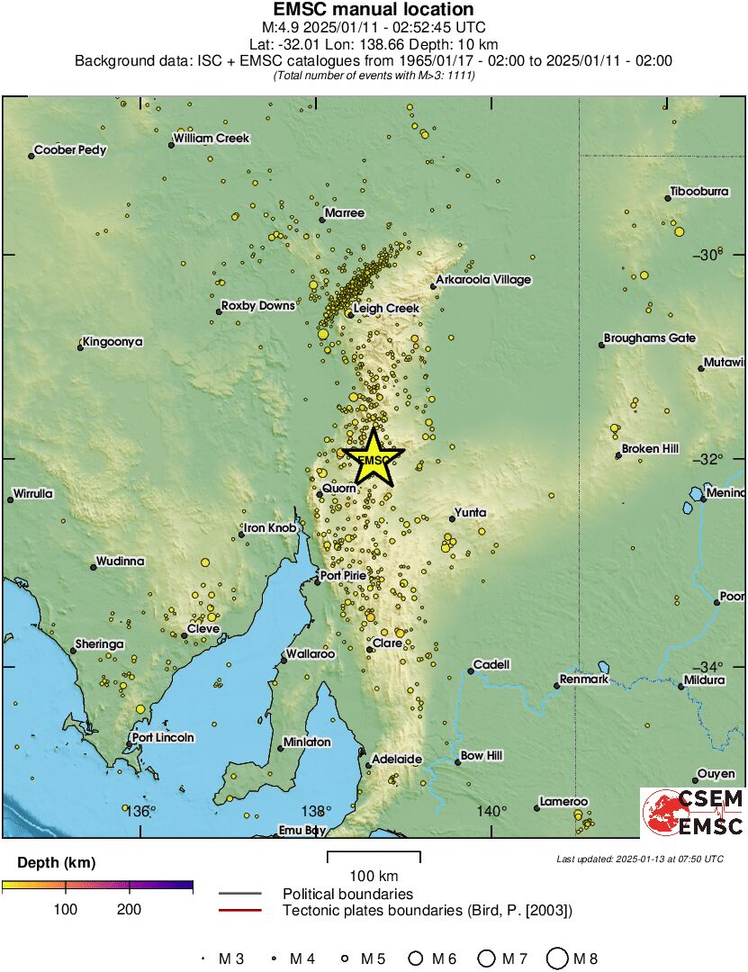 regional depth historical seismicity