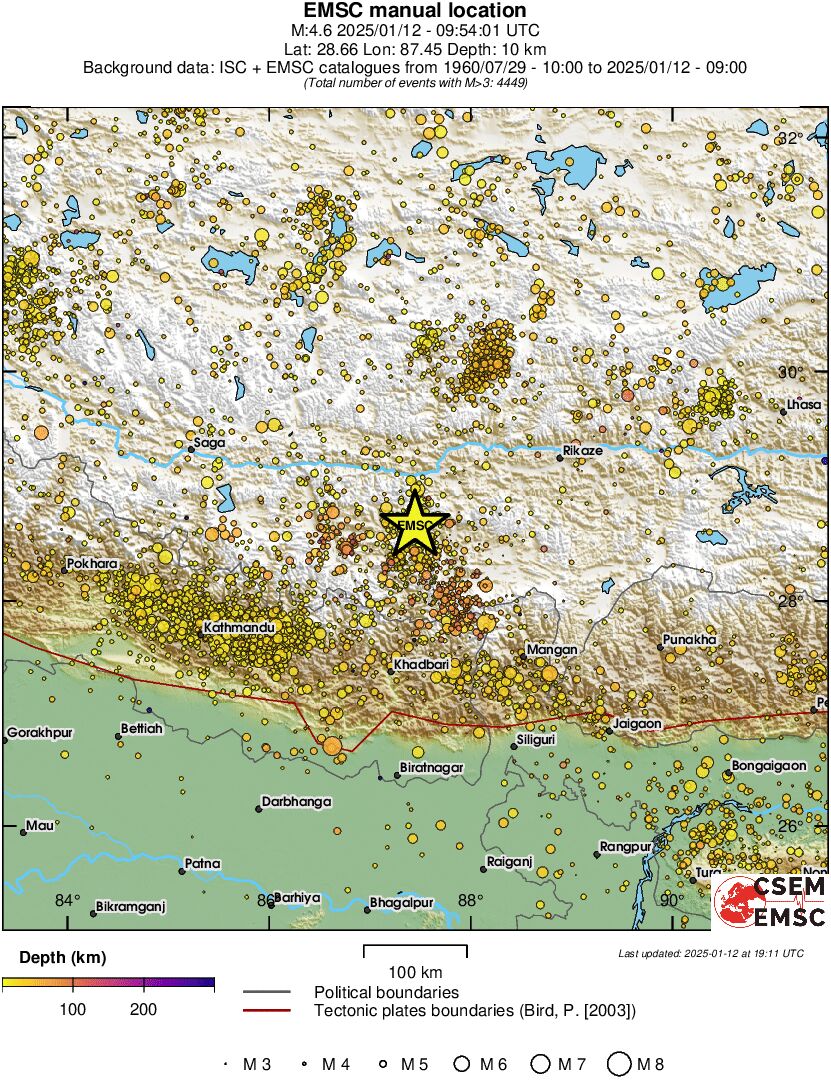 regional depth historical seismicity