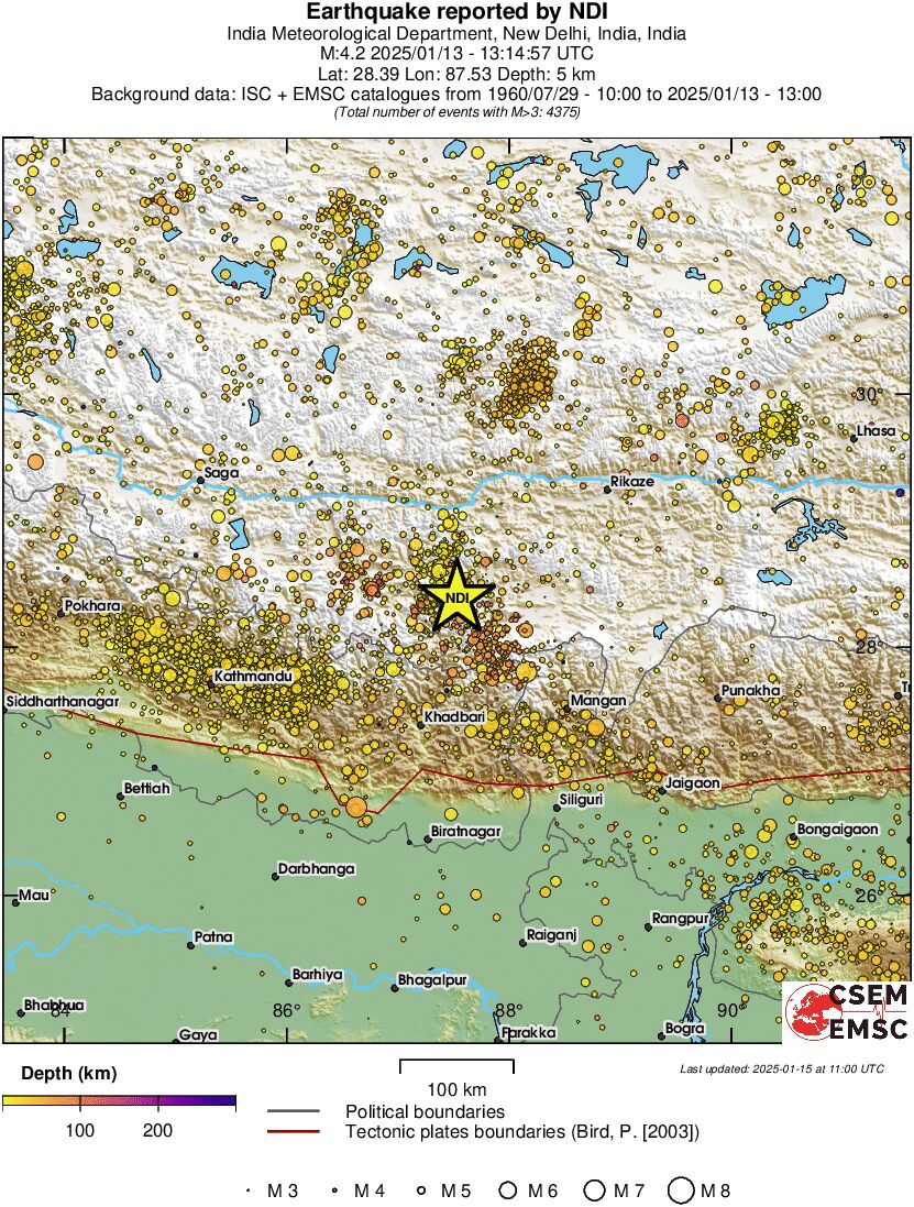 regional depth historical seismicity
