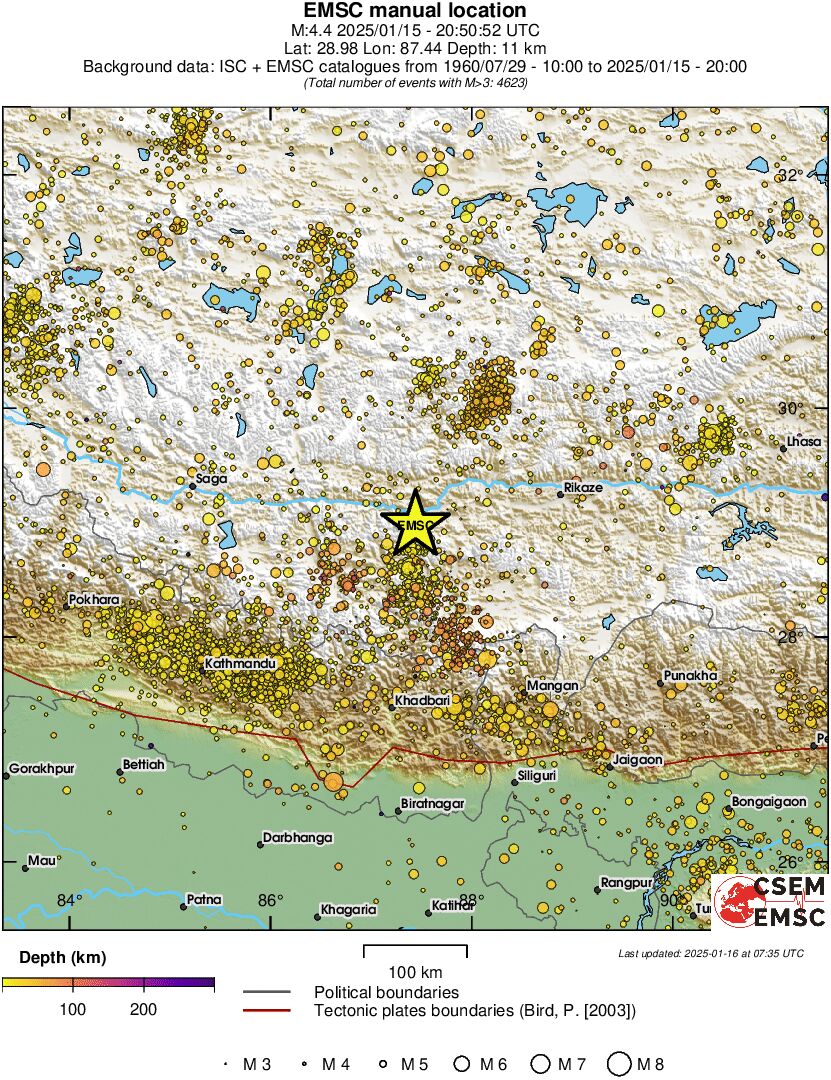 regional depth historical seismicity