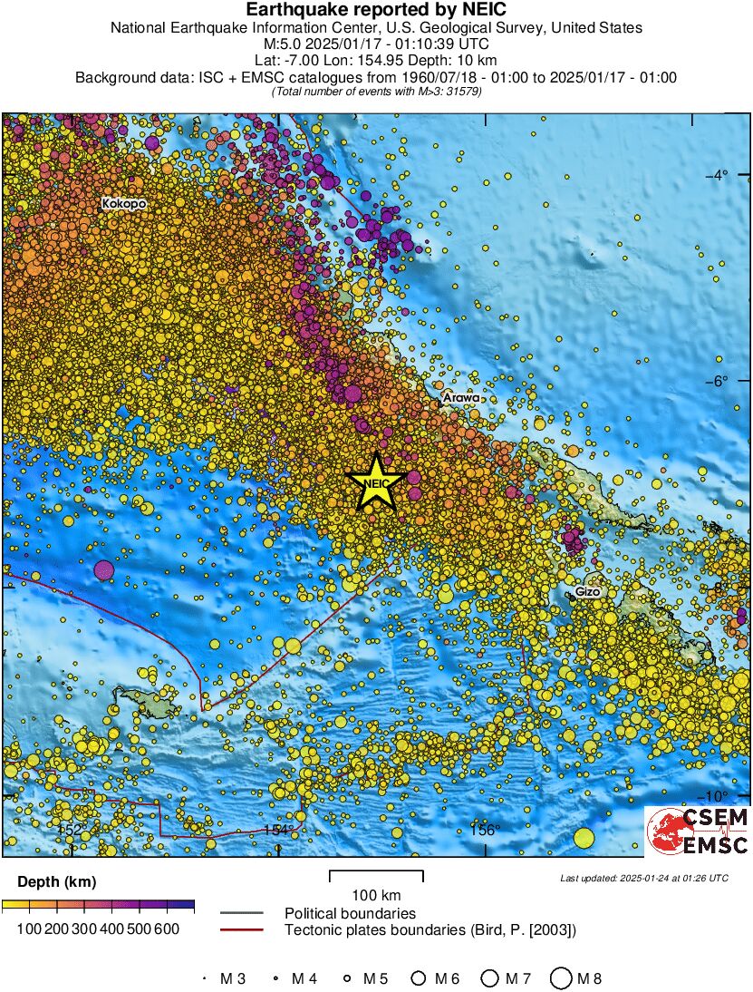 regional depth historical seismicity