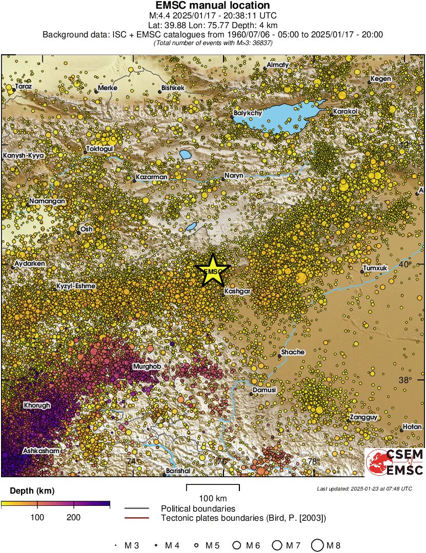 regional depth historical seismicity