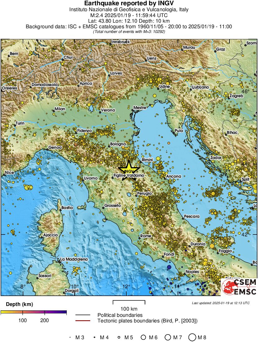regional depth historical seismicity