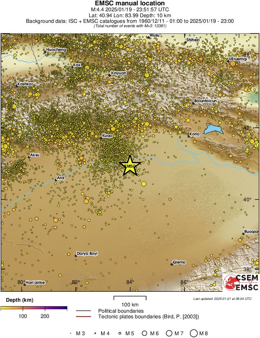 regional depth historical seismicity