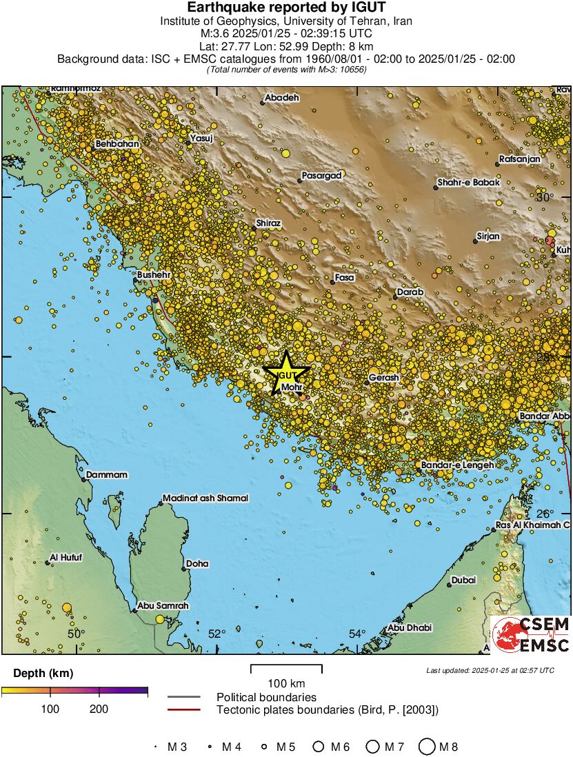regional depth historical seismicity