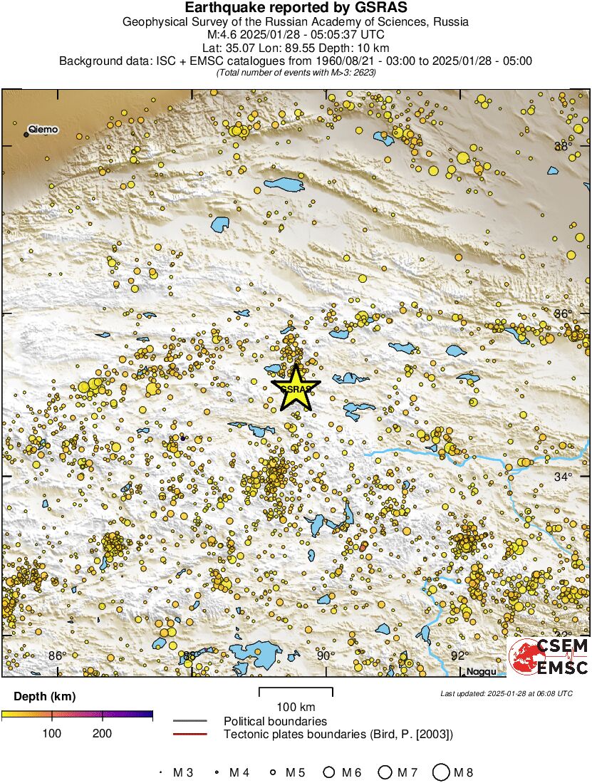 regional depth historical seismicity