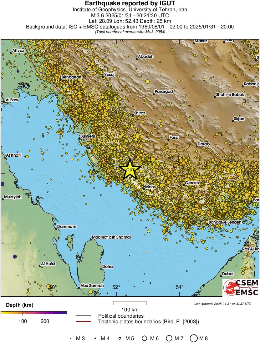 regional depth historical seismicity