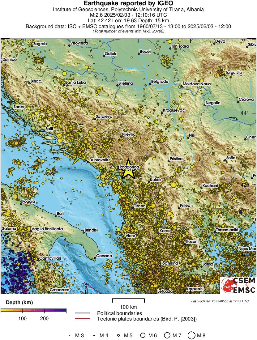 regional depth historical seismicity