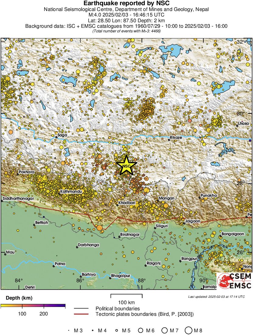 regional depth historical seismicity