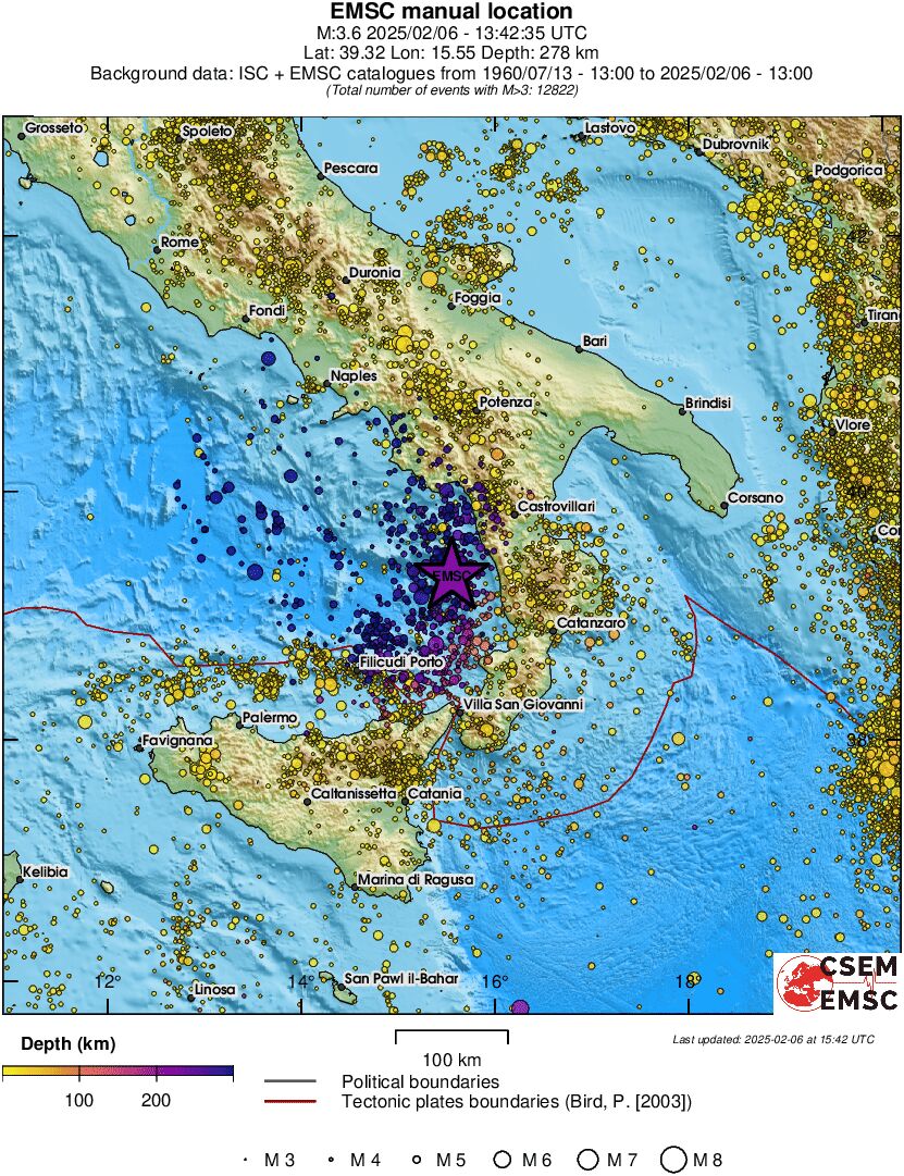 regional depth historical seismicity