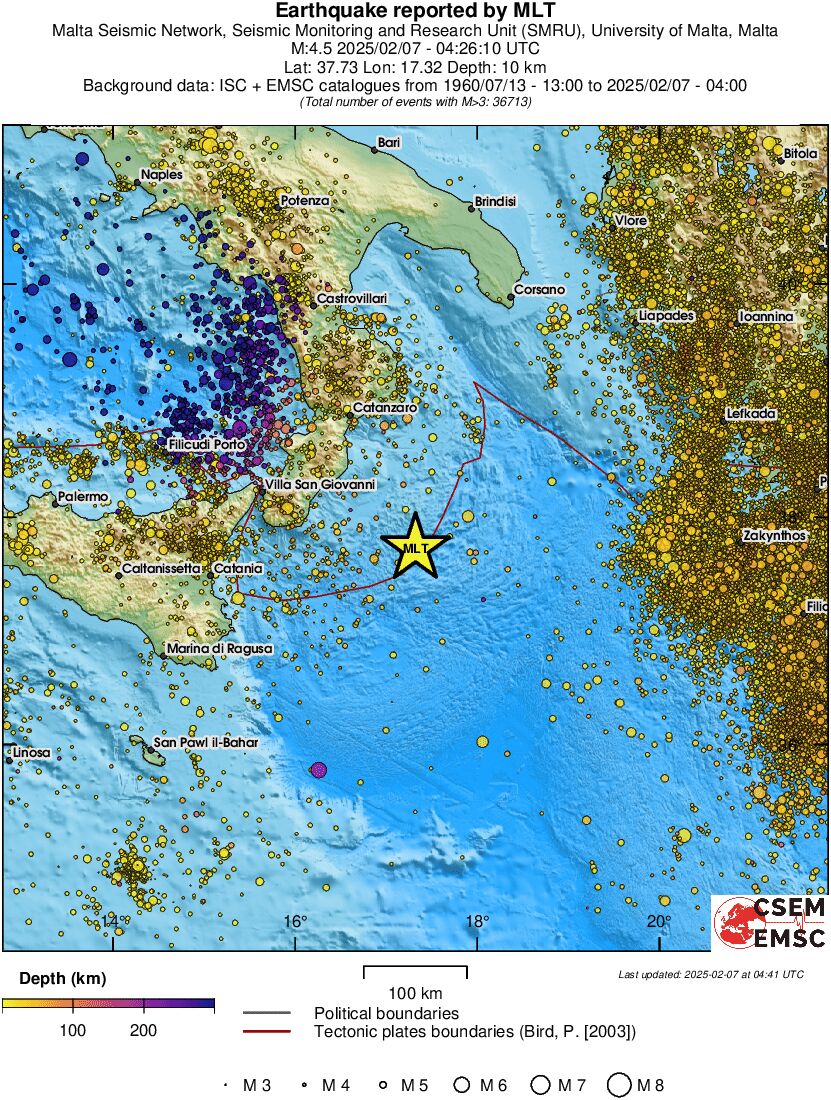 regional depth historical seismicity
