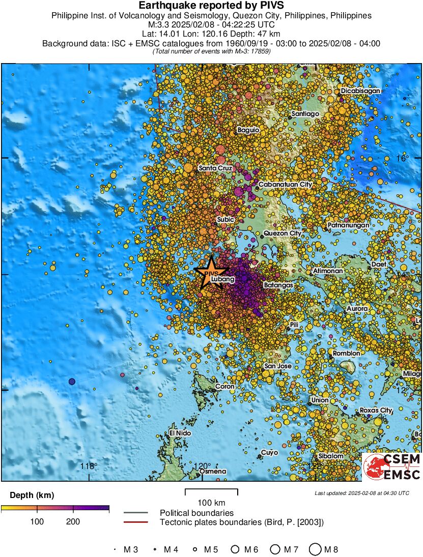 regional depth historical seismicity