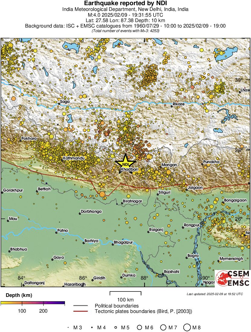 regional depth historical seismicity