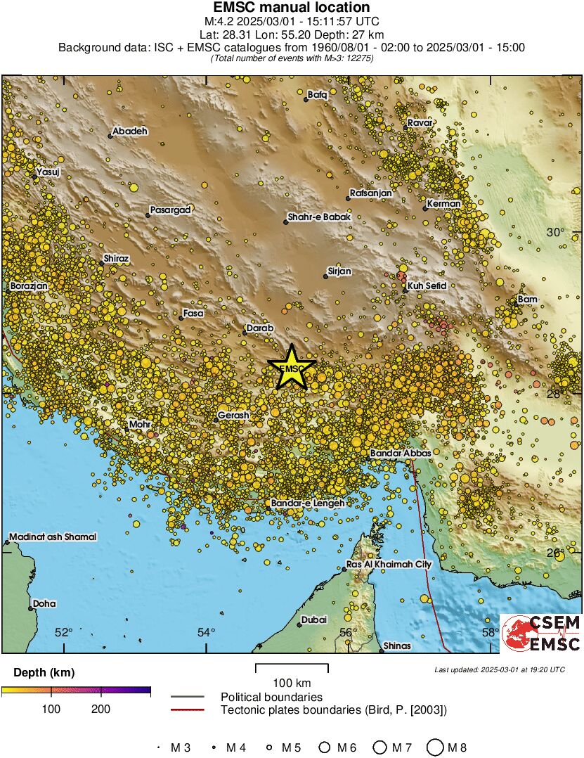 regional depth historical seismicity