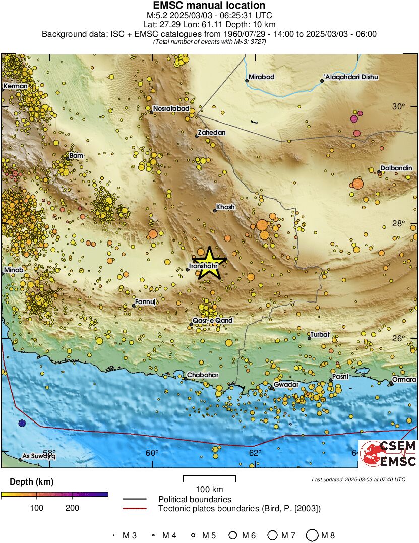 regional depth historical seismicity