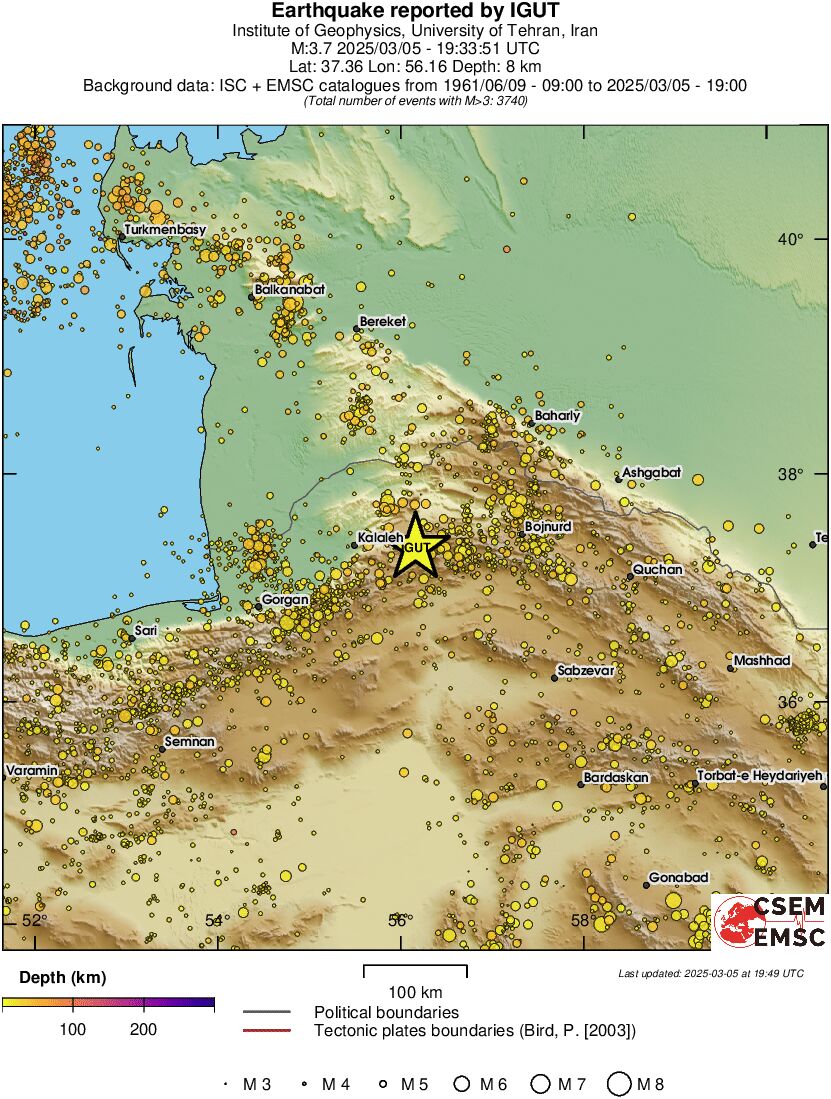 regional depth historical seismicity