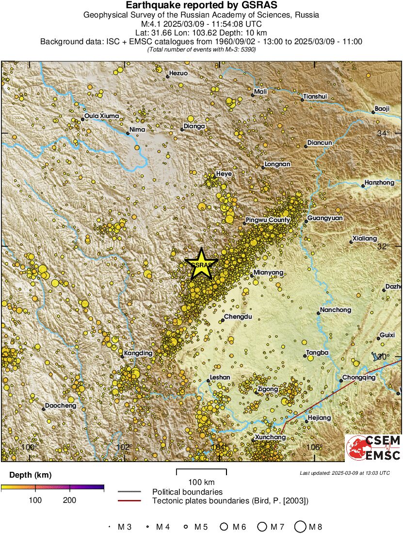 regional depth historical seismicity