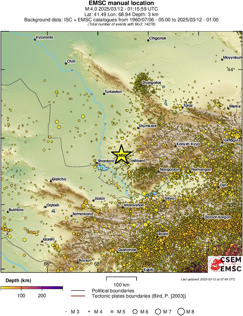 regional depth historical seismicity
