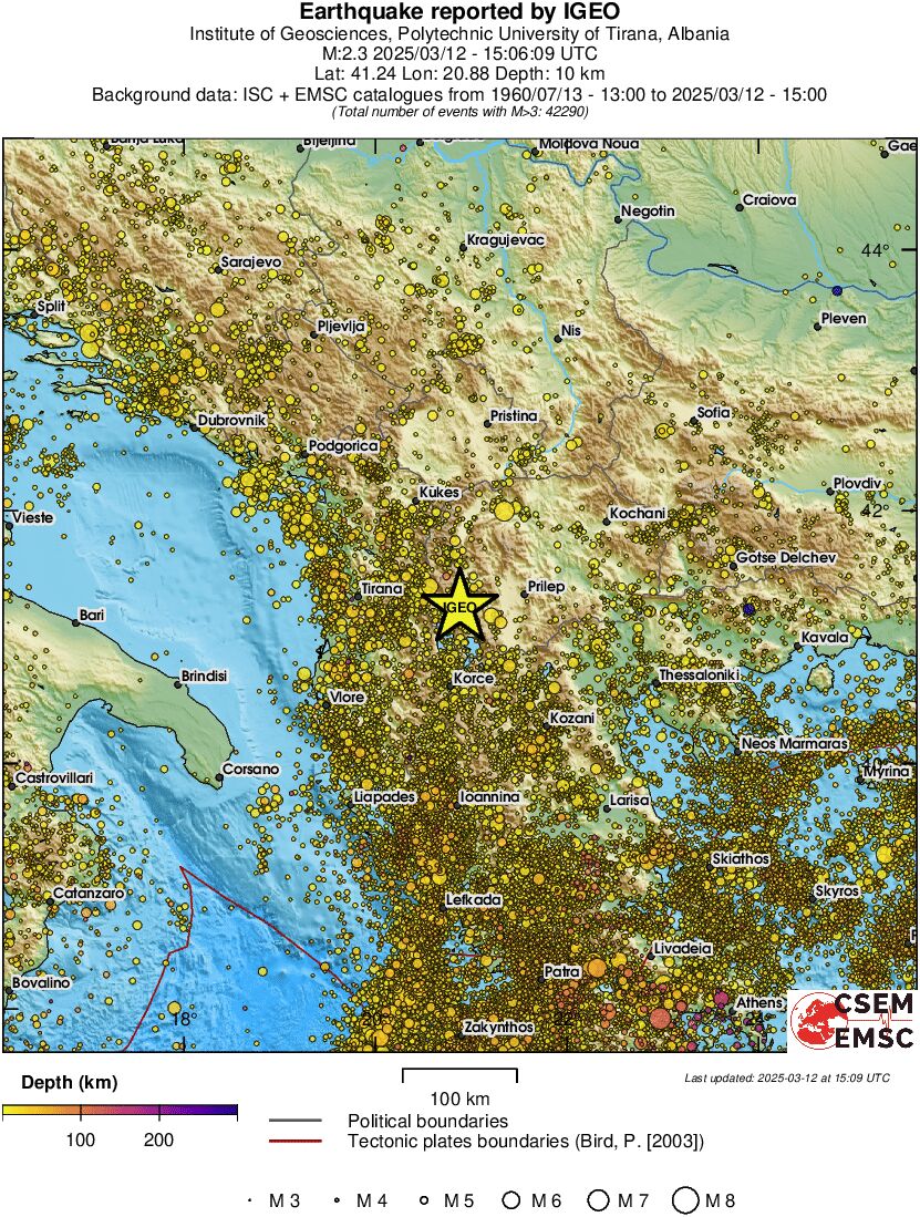 regional depth historical seismicity