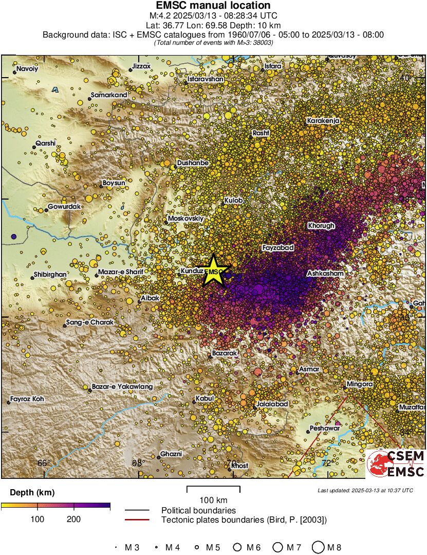 regional depth historical seismicity