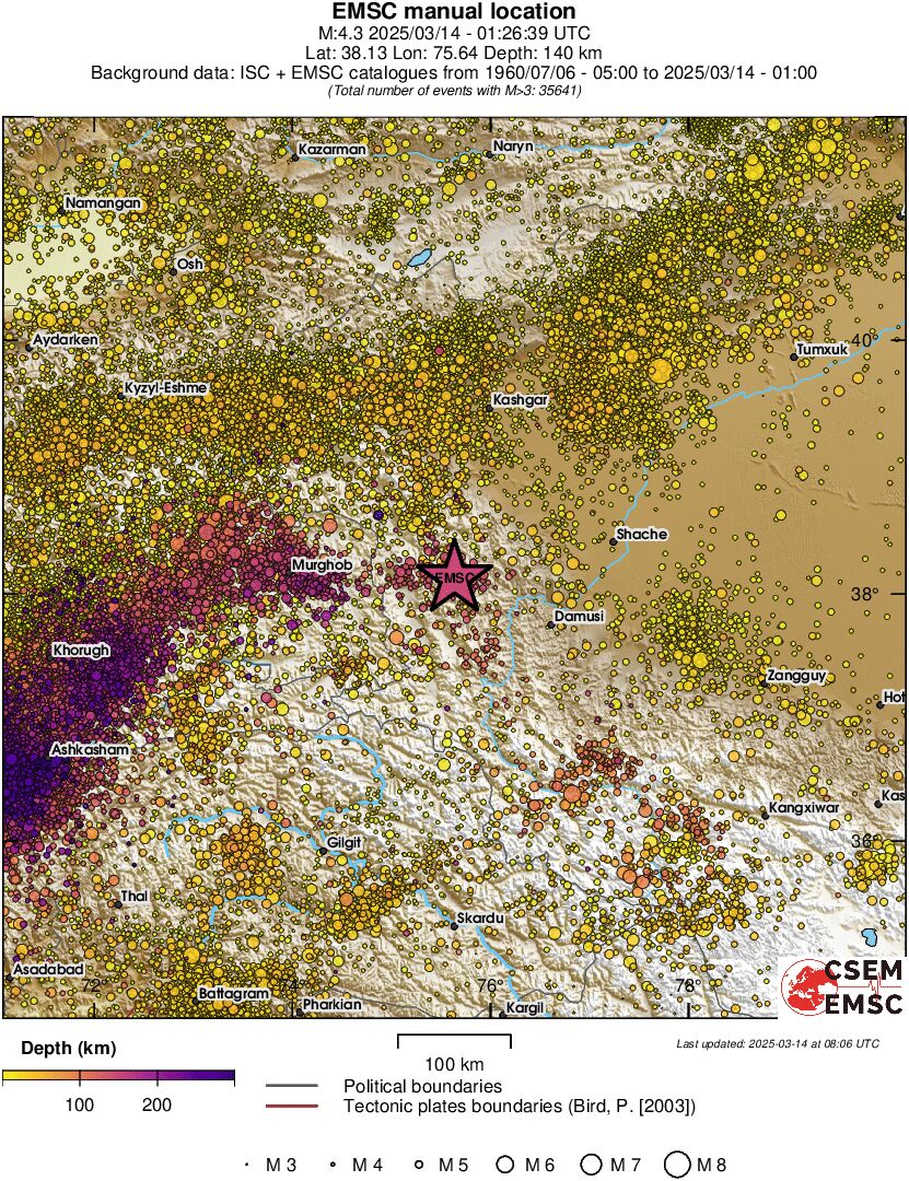 regional depth historical seismicity