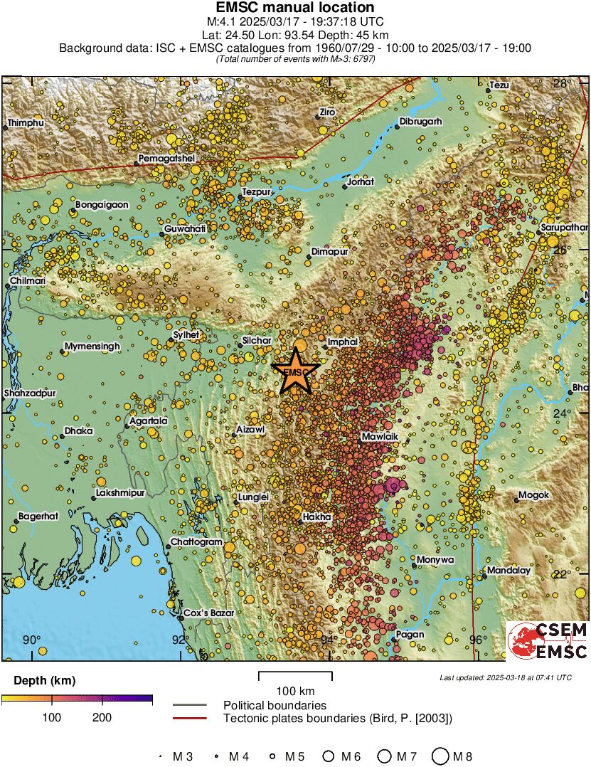 regional depth historical seismicity