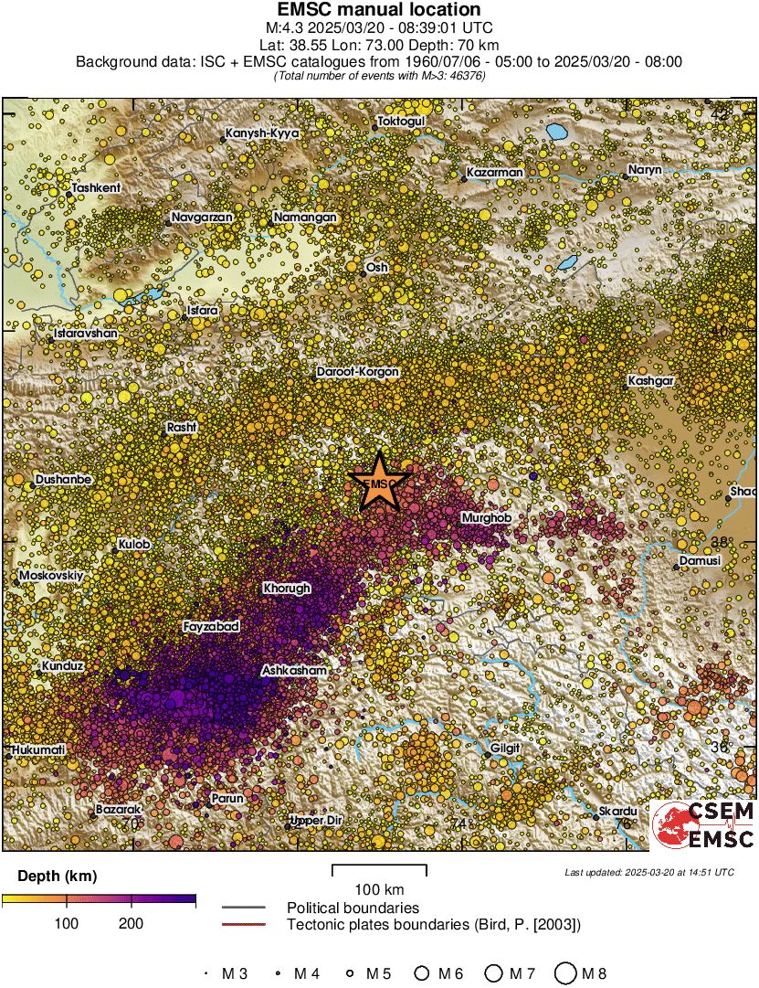 regional depth historical seismicity
