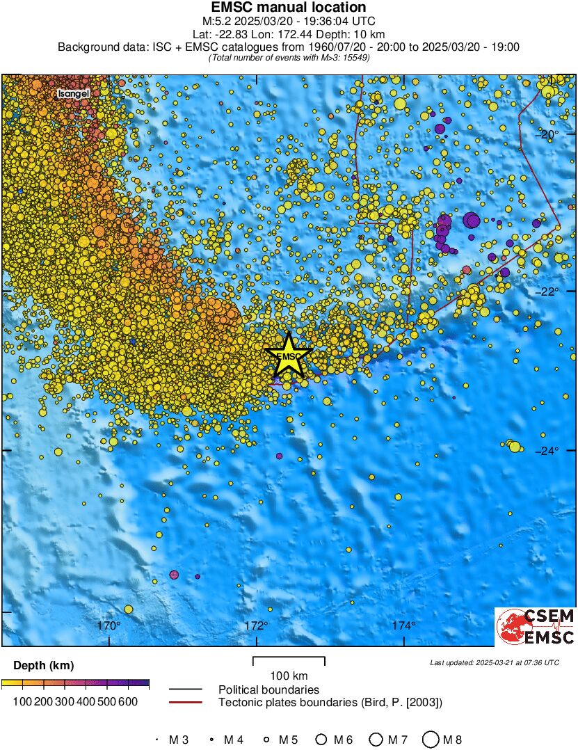 regional depth historical seismicity