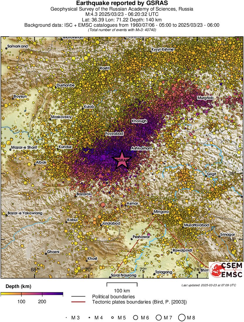 regional depth historical seismicity