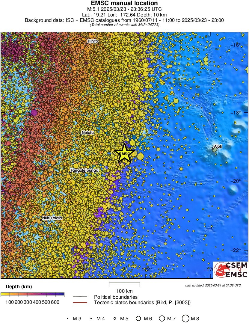 regional depth historical seismicity
