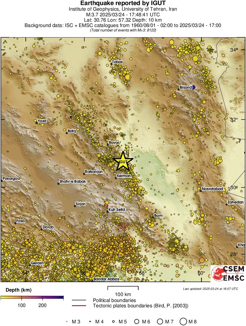 regional depth historical seismicity