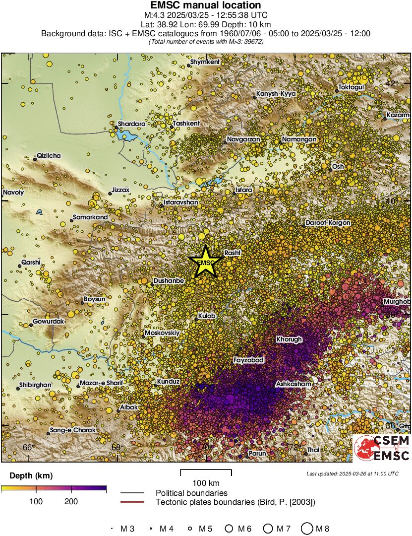 regional depth historical seismicity
