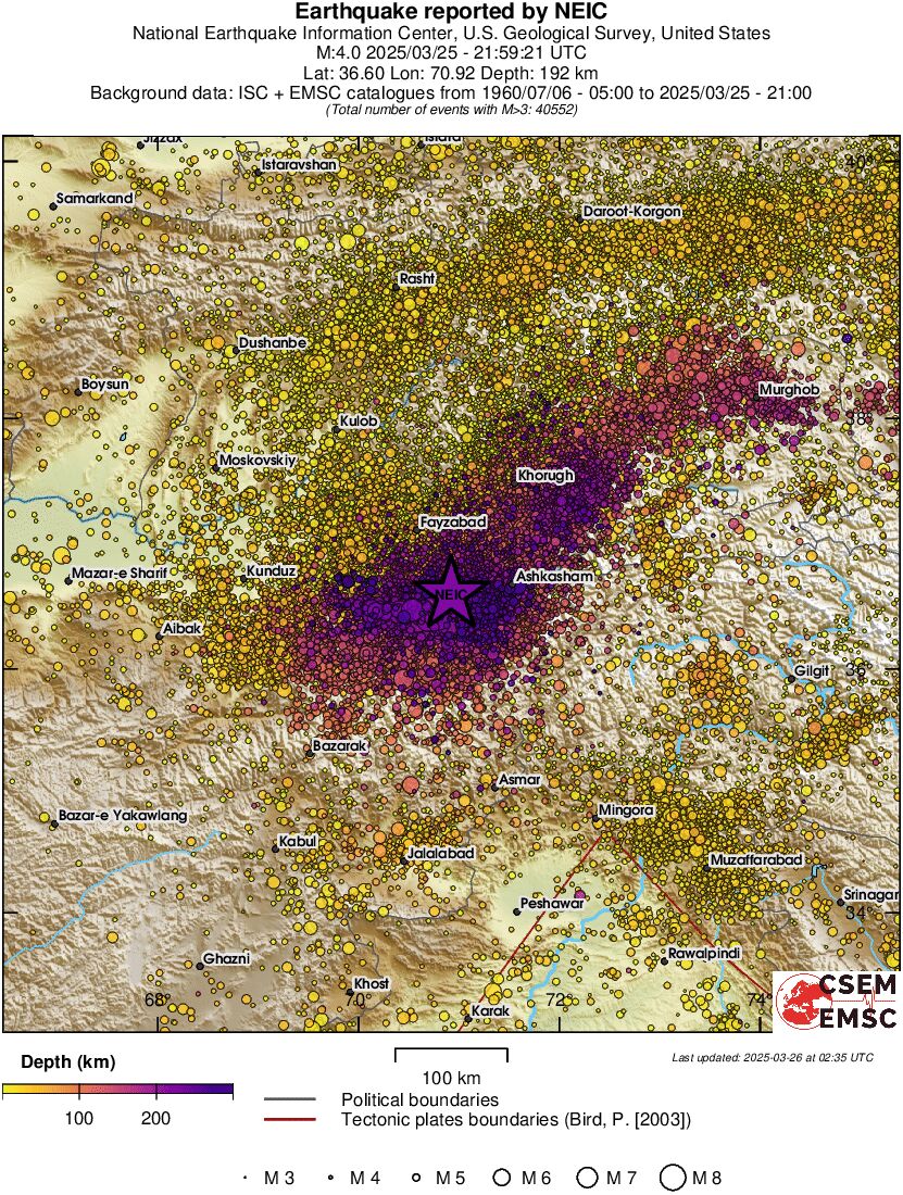 regional depth historical seismicity